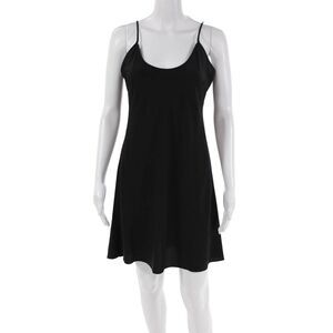 Megan Park Womens Basic Spaghetti Strap Slip Dress Solid Black Size 1